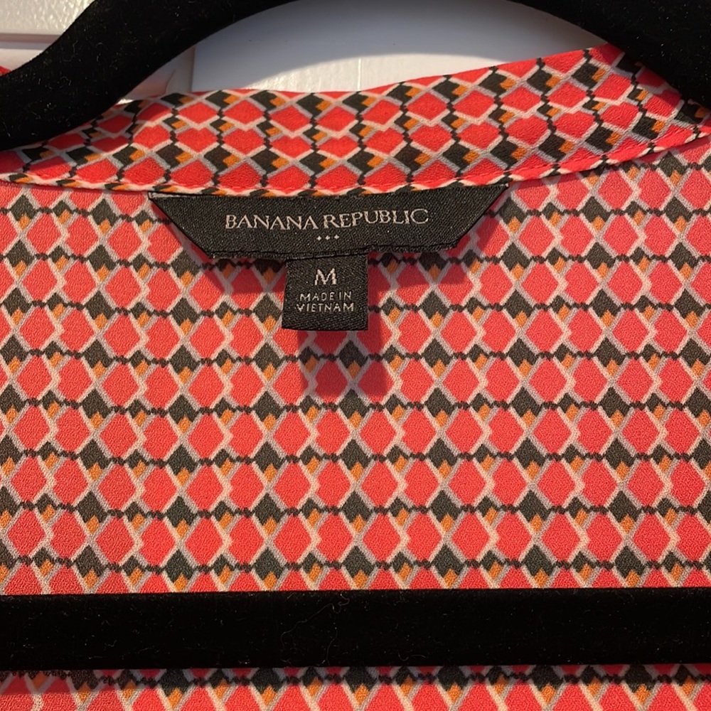 Banana Republic factory long sleeve pink/blue print blouse - Picture 4 of 4